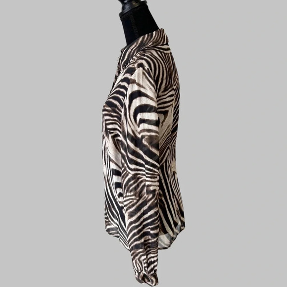 Vintage Louben Tiger Print Semi Sheer Button Down Shirt  Made in Canada - Picture 2 of 14